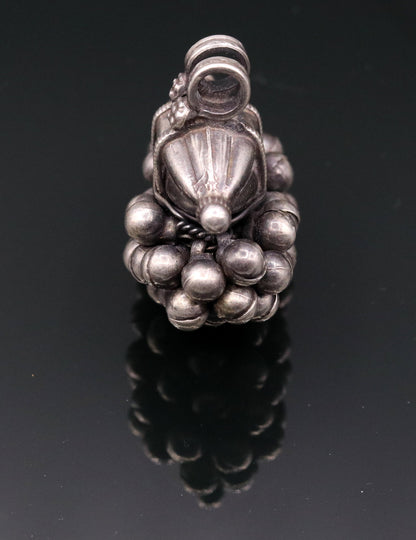 925 Sterling silver handmade solid pendant with hanging jingle bells awesome vintage antique design tribal jewelry  nsp58 - TRIBAL ORNAMENTS