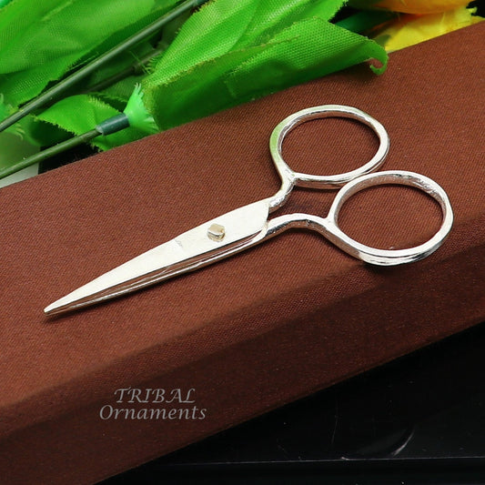 925 sterling silver handmade solid scissor, amazing unique silver tools for gifting to idols or puja articles su992 - TRIBAL ORNAMENTS