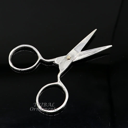 925 sterling silver handmade solid scissor, amazing unique silver tools for gifting to idols or puja articles su992 - TRIBAL ORNAMENTS