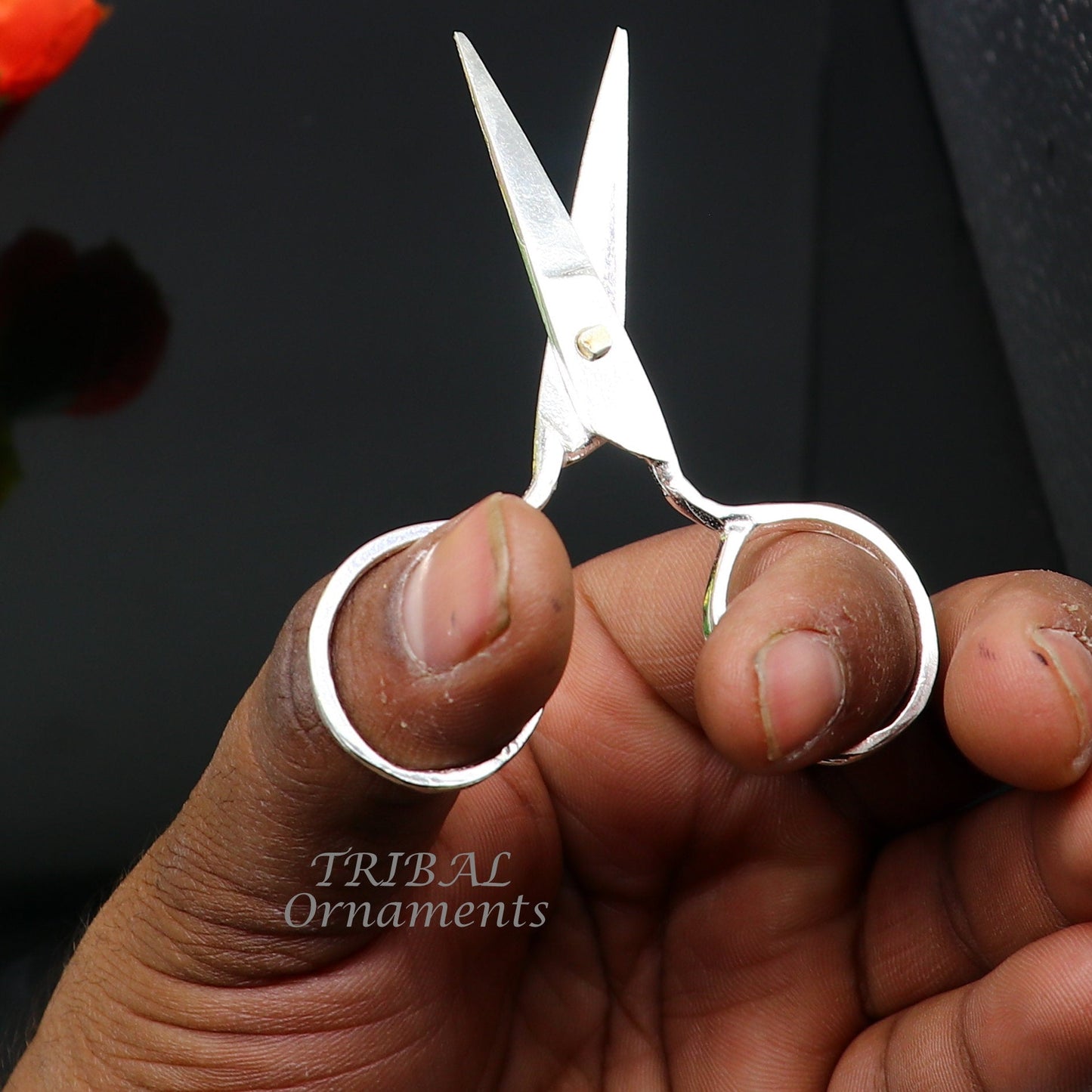 925 sterling silver handmade solid scissor, amazing unique silver tools for gifting to idols or puja articles su992 - TRIBAL ORNAMENTS