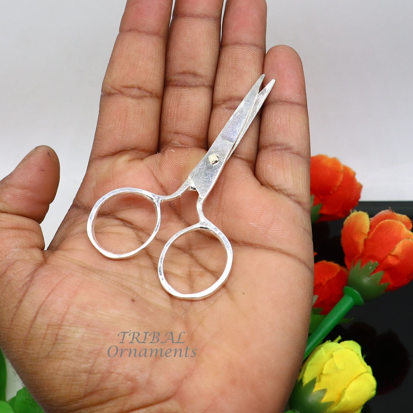 925 sterling silver handmade solid scissor, amazing unique silver tools for gifting to idols or puja articles su992 - TRIBAL ORNAMENTS