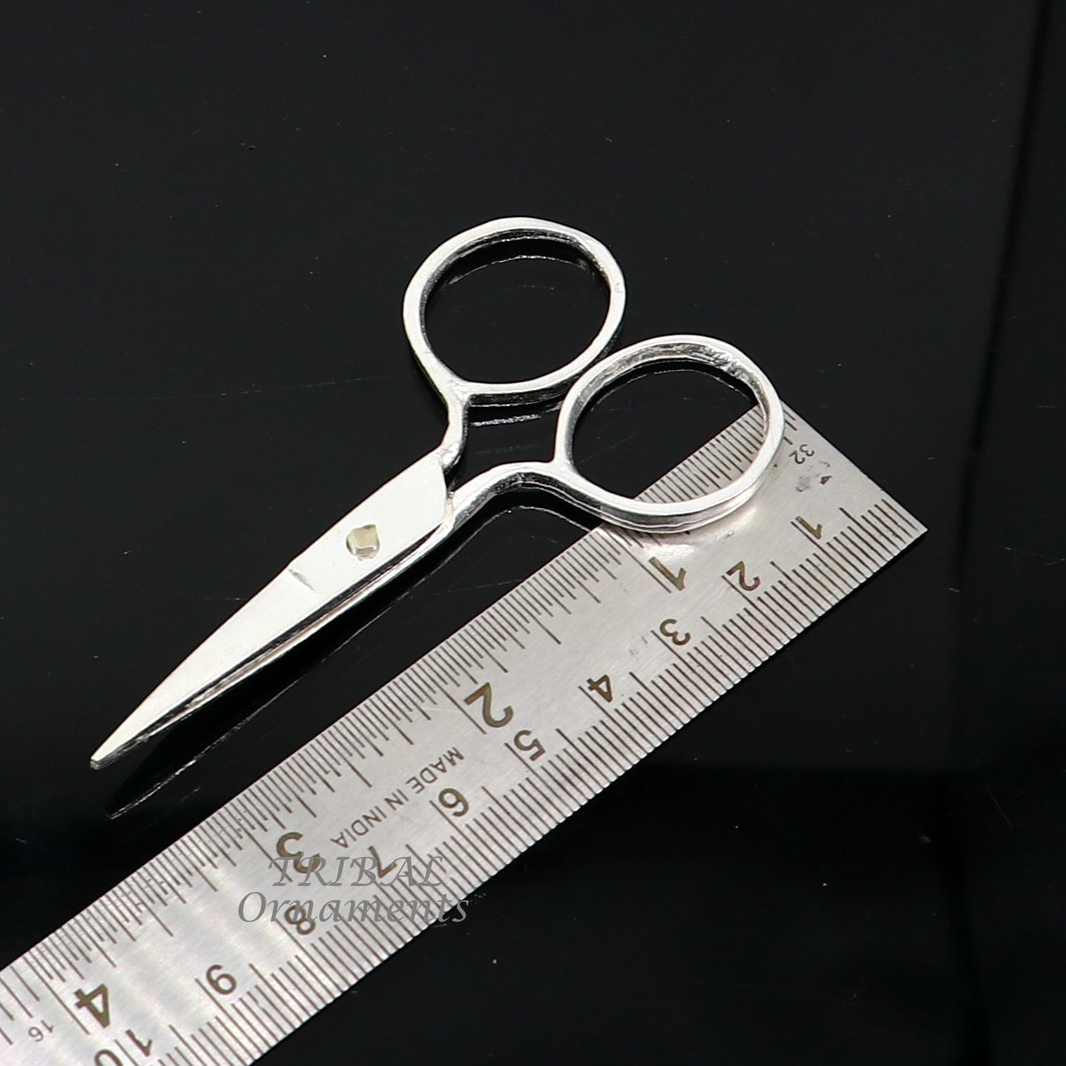 925 sterling silver handmade solid scissor, amazing unique silver tools for gifting to idols or puja articles su992 - TRIBAL ORNAMENTS