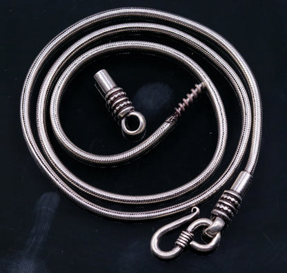 925 sterling silver snake chain necklace, 24 inches long with vintage screw clasp, featuring a classic pendant design.