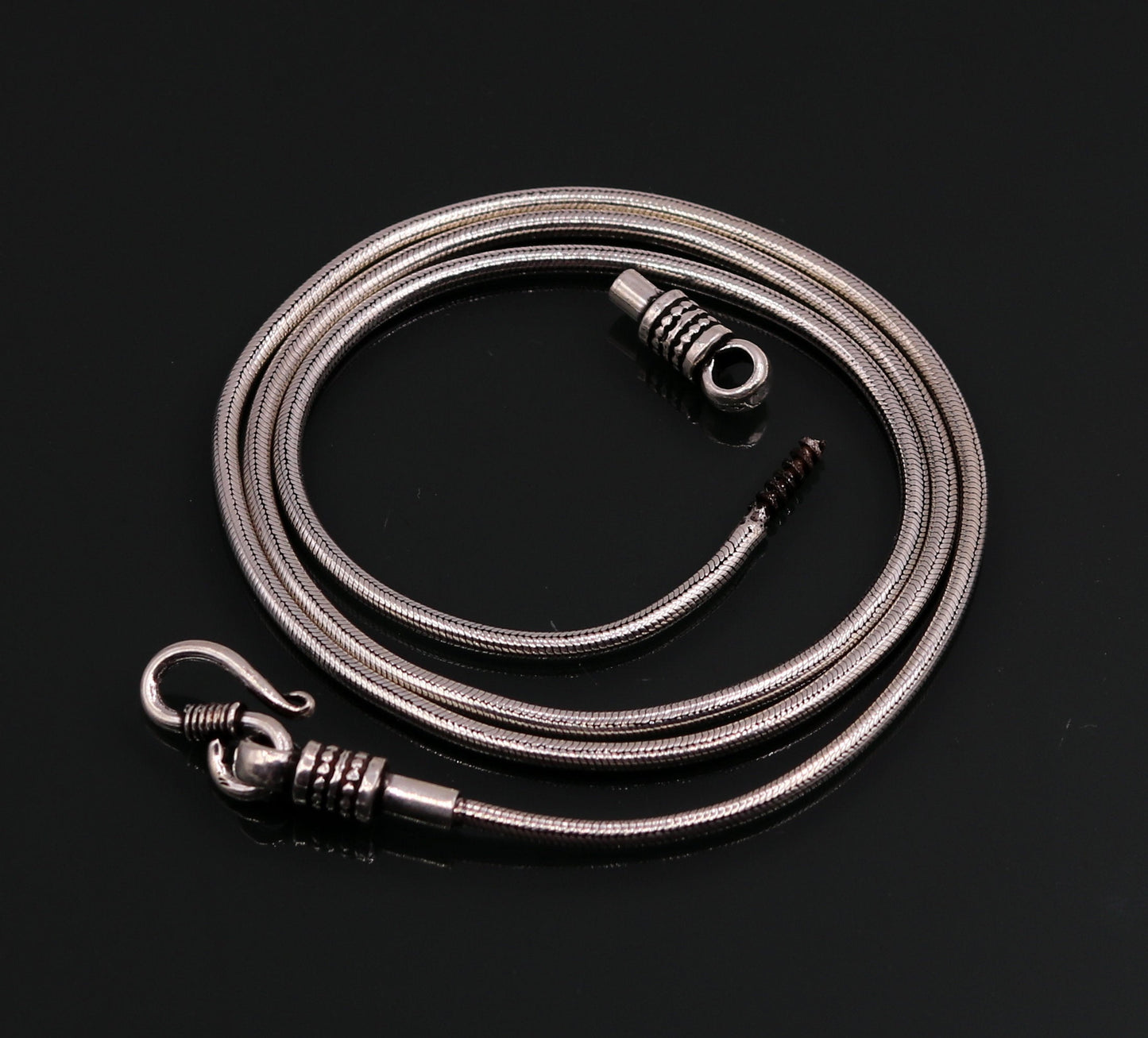 925 sterling silver handmade Solid silver snake chain,24 inches long screw chain vintage excellent pendant chain necklace jewelry ch45 - TRIBAL ORNAMENTS