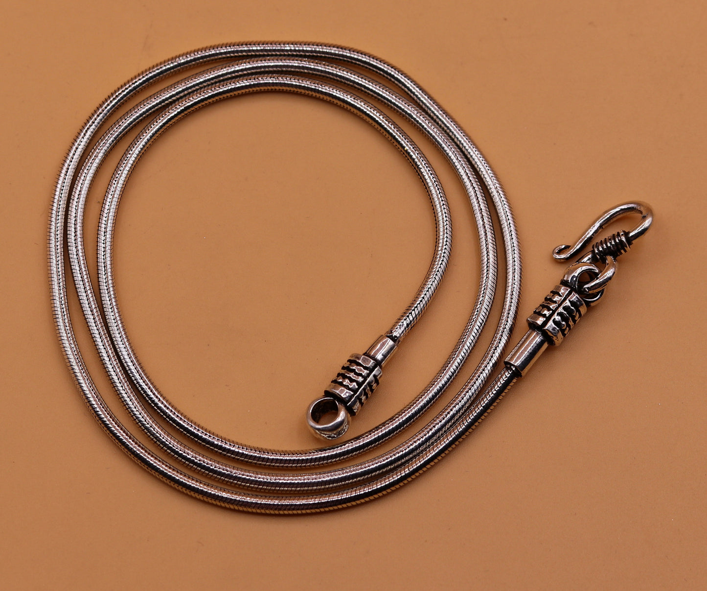 925 sterling silver handmade Solid silver snake chain,24 inches long screw chain vintage excellent pendant chain necklace jewelry ch45 - TRIBAL ORNAMENTS