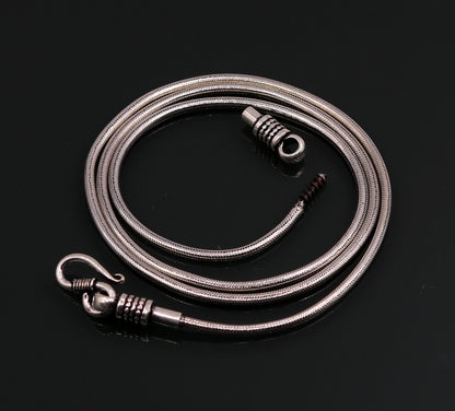 925 sterling silver snake chain necklace, 24 inches long with screw closure, vintage style, handmade jewelry from Tribal Ornaments.