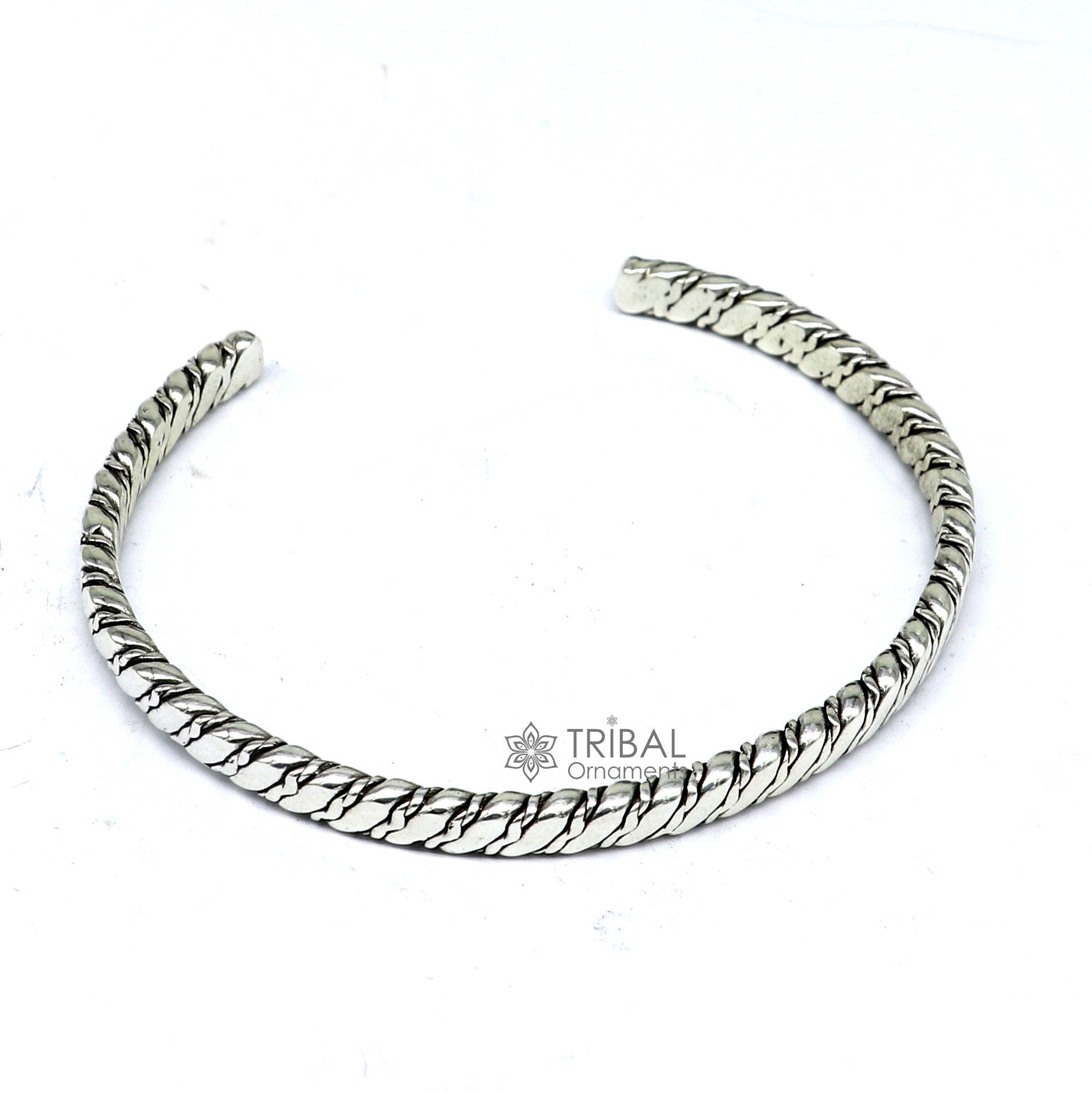 925 sterling silver handmade solid trendy spiral design fashion kada cuff bracelet, cuff kada unsex gifting jewelry solid kada cuff162 - TRIBAL ORNAMENTS