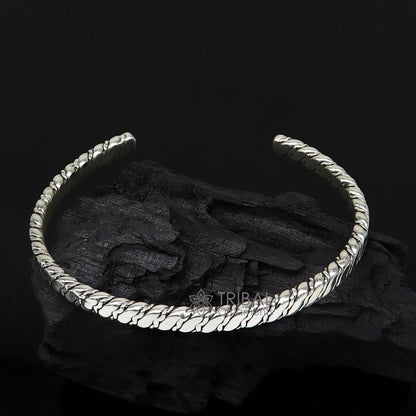 925 sterling silver handmade solid trendy spiral design fashion kada cuff bracelet, cuff kada unsex gifting jewelry solid kada cuff162 - TRIBAL ORNAMENTS