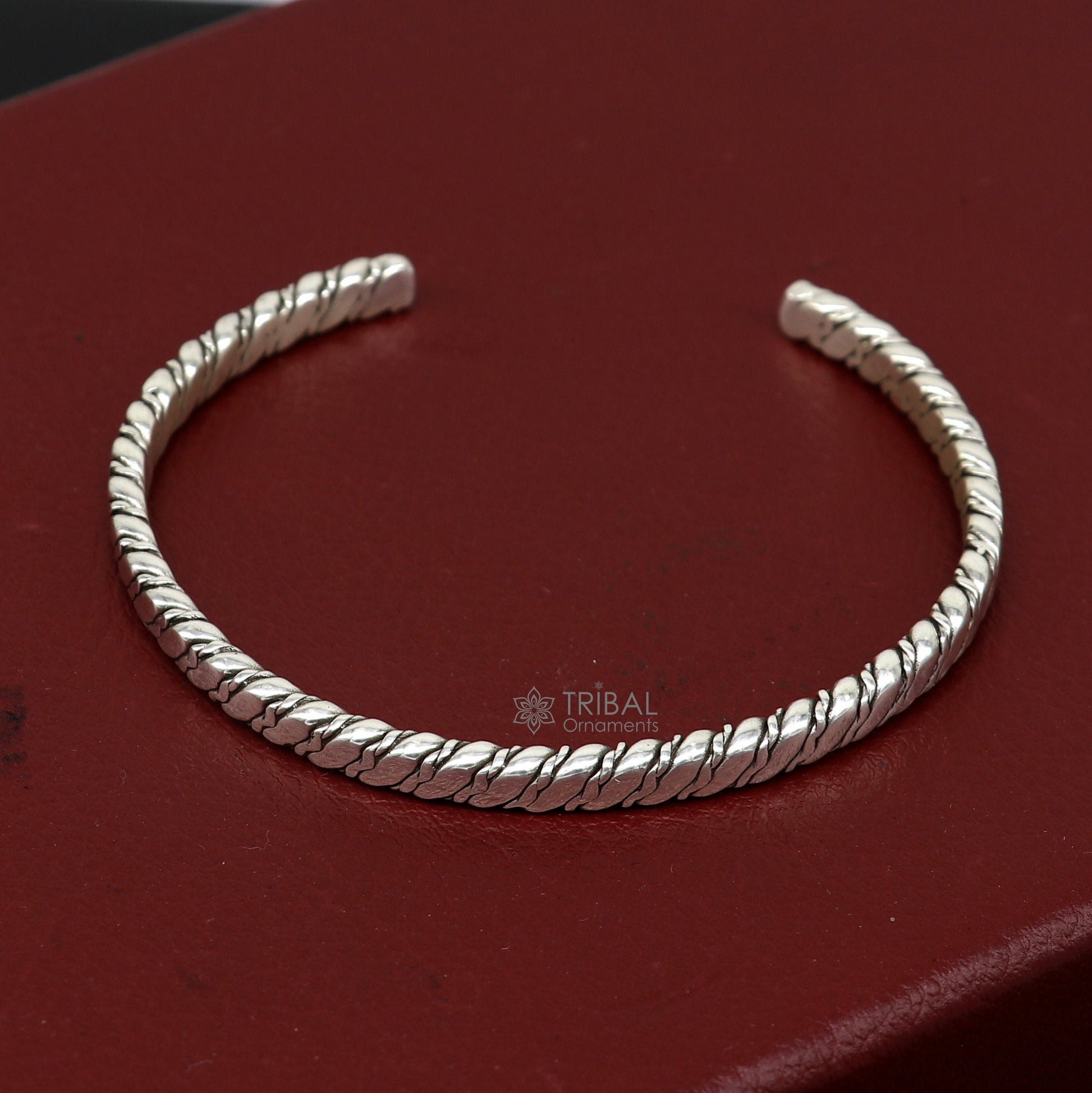 925 sterling silver handmade solid trendy spiral design fashion kada cuff bracelet, cuff kada unsex gifting jewelry solid kada cuff162 - TRIBAL ORNAMENTS