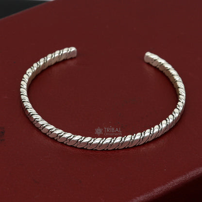 925 sterling silver handmade solid trendy spiral design fashion kada cuff bracelet, cuff kada unsex gifting jewelry solid kada cuff162 - TRIBAL ORNAMENTS