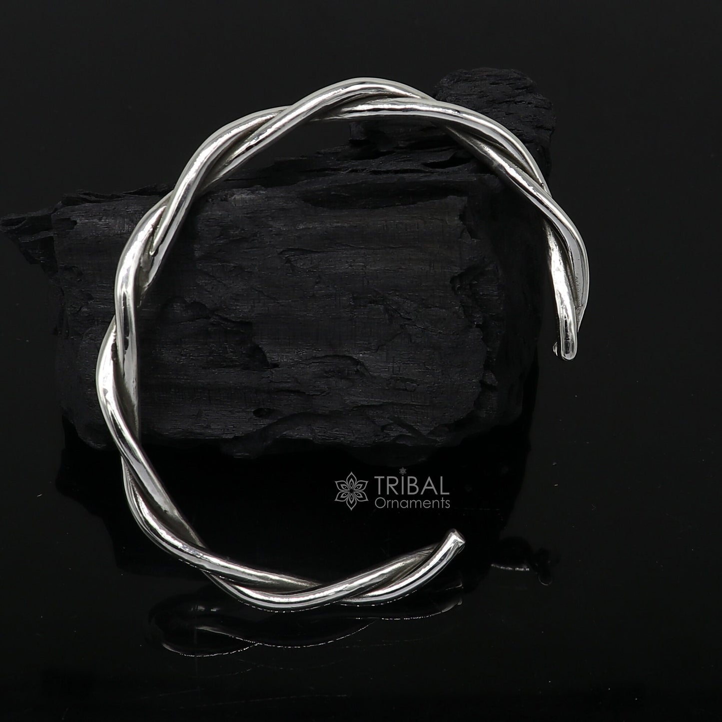 925 sterling silver handmade solid trendy twisted design fashion kada cuff bracelet, cuff kada unsex gifting jewelry solid kada cuff161 - TRIBAL ORNAMENTS