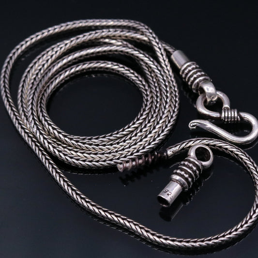 925 Sterling silver handmade solid wheat chain with screw, 20 inches long 2 mm screw chain, pendant chain necklace india jewelry ch32 - TRIBAL ORNAMENTS