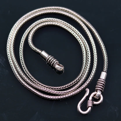 925 Sterling silver wheat chain necklace, 20 inches long, 2mm screw chain, handmade tribal ornaments jewelry with pendant style