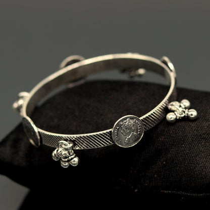 Sterling silver Victoria Empress coin design bangles bracelet by TRIBAL ORNAMENTS, traditional tribal jewelry for brides.