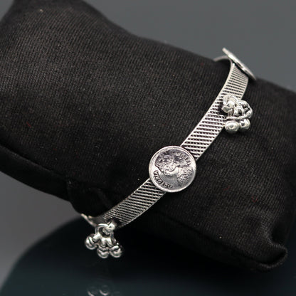 Sterling silver Victoria empress coin design bangles bracelet by Tribal Ornaments, intricate tribal jewelry for brides and special occasions.