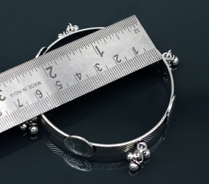 925 sterling silver bangles bracelet with Victoria Empress coin design, tribal jewelry for brides and traditional Indian belly wear.