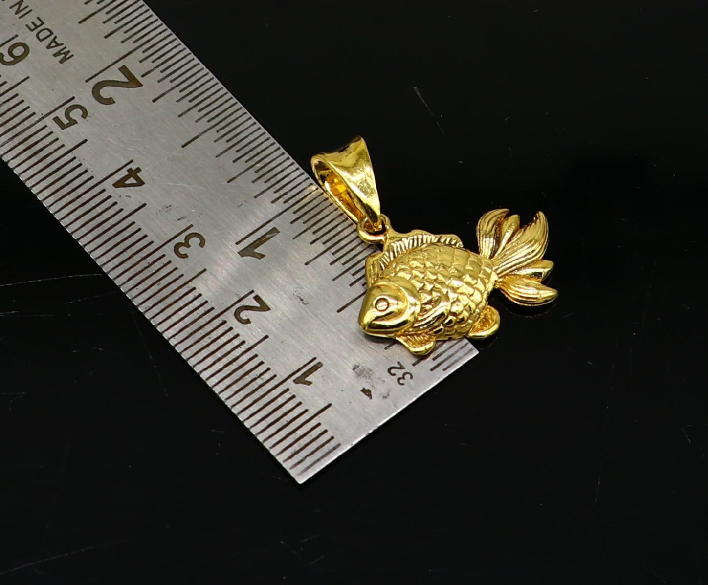 925 sterling silver handmade stylish gold polished small fish pendant best gifting jewelry religious pendant jewelry for good luck nsp595 - TRIBAL ORNAMENTS