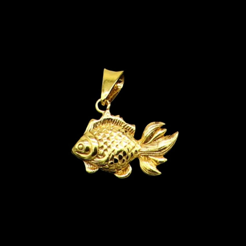 925 sterling silver handmade stylish gold polished small fish pendant best gifting jewelry religious pendant jewelry for good luck nsp595 - TRIBAL ORNAMENTS
