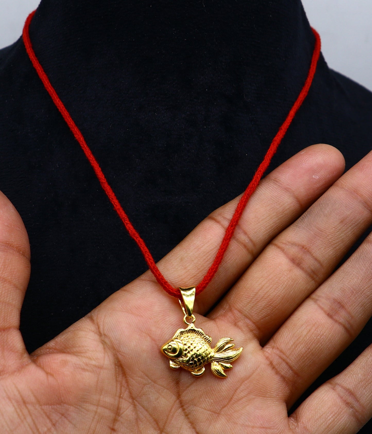 925 sterling silver handmade stylish gold polished small fish pendant best gifting jewelry religious pendant jewelry for good luck nsp595 - TRIBAL ORNAMENTS