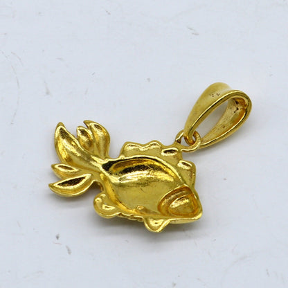 Handmade 925 sterling silver gold-polished small fish pendant, stylish religious jewelry for good luck, by TRIBAL ORNAMENTS