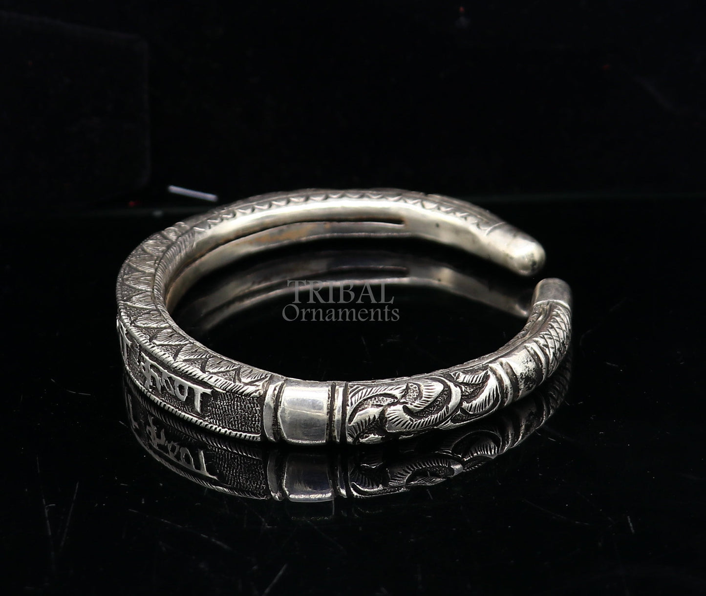 925 Sterling silver handmade trendy "jai shree Krishna" lord krishna mantra bracelet kada best divine unisex tribal gifting jewelry nsk651 - TRIBAL ORNAMENTS