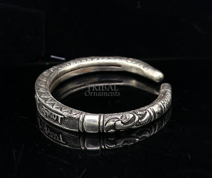 925 Sterling silver handmade trendy "jai shree Krishna" lord krishna mantra bracelet kada best divine unisex tribal gifting jewelry nsk651 - TRIBAL ORNAMENTS