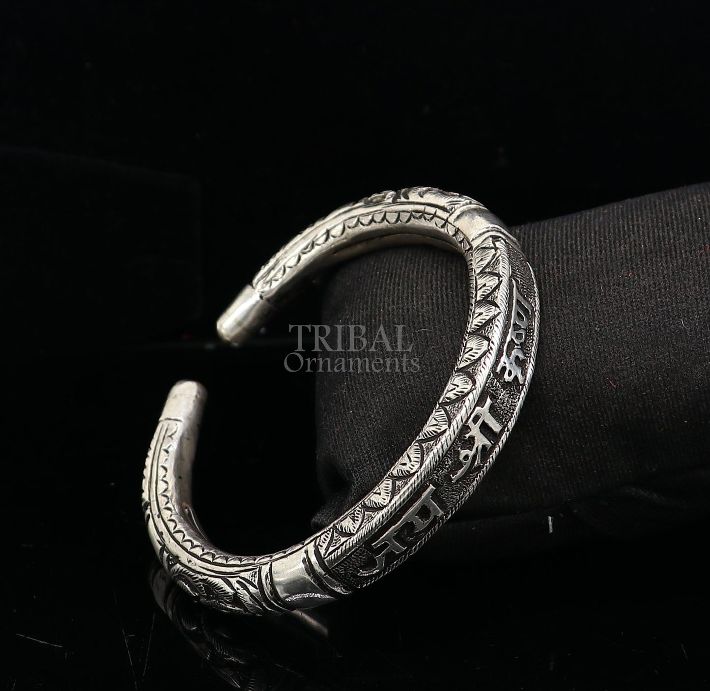 925 Sterling silver handmade trendy "jai shree Krishna" lord krishna mantra bracelet kada best divine unisex tribal gifting jewelry nsk651 - TRIBAL ORNAMENTS