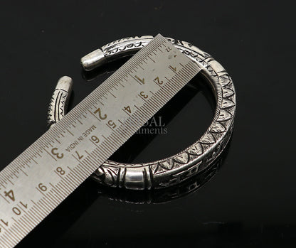 925 Sterling silver handmade trendy "jai shree Krishna" lord krishna mantra bracelet kada best divine unisex tribal gifting jewelry nsk651 - TRIBAL ORNAMENTS