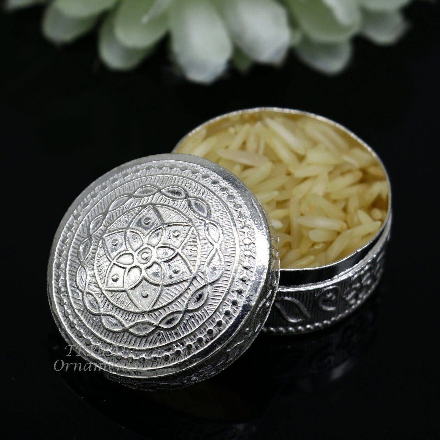 925 Sterling silver handmade trinket box, eye kajal box, container box, kumkum box, sindur or puja box, best brides gift stb374 - TRIBAL ORNAMENTS