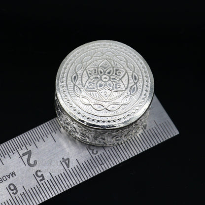 925 Sterling silver handmade trinket box, eye kajal box, container box, kumkum box, sindur or puja box, best brides gift stb374 - TRIBAL ORNAMENTS
