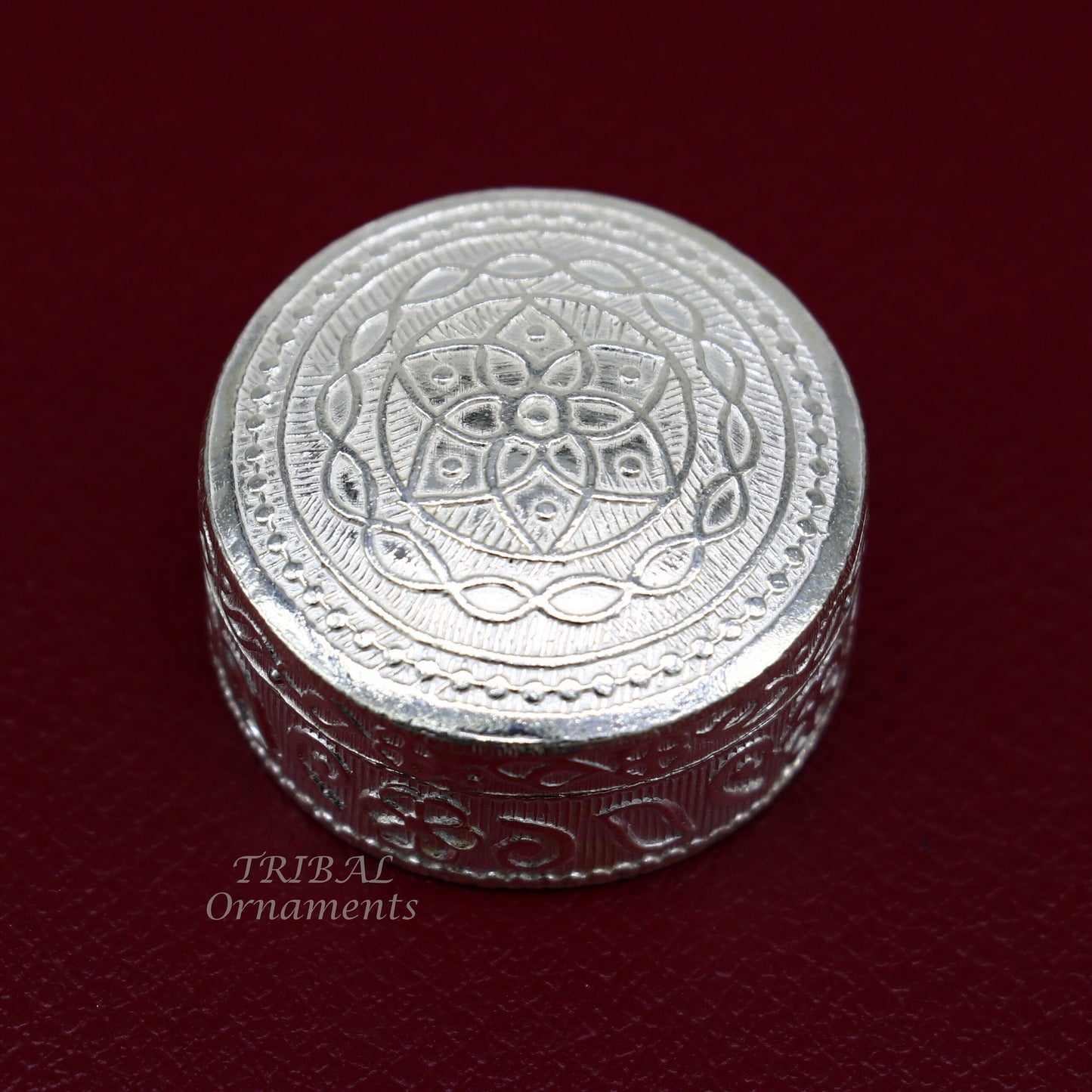 925 Sterling silver handmade trinket box, eye kajal box, container box, kumkum box, sindur or puja box, best brides gift stb374 - TRIBAL ORNAMENTS