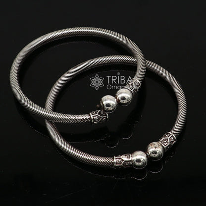 925 sterling silver handmade unique cultural design trendy kada bracelet for men's and girl's, best delicate Light weight jewelry nsk667 - TRIBAL ORNAMENTS