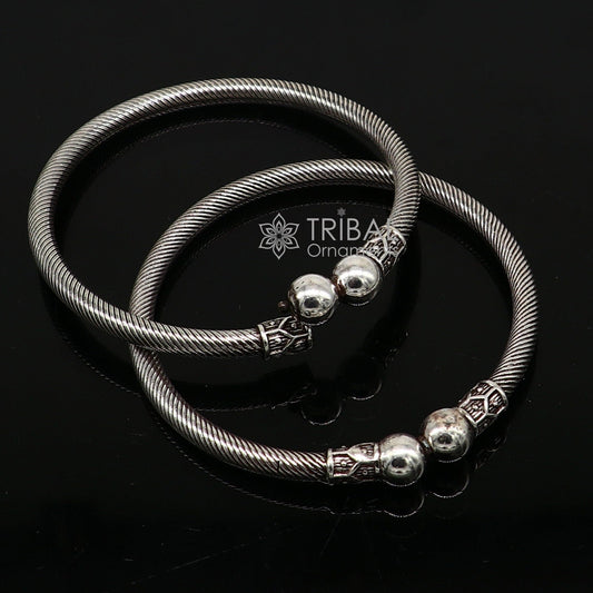 925 sterling silver handmade unique cultural design trendy kada bracelet for men's and girl's, best delicate Light weight jewelry nsk667 - TRIBAL ORNAMENTS