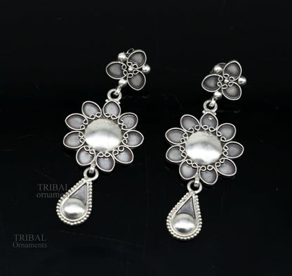 925 sterling silver handmade unique fancy design floral stud earring attractive gifting jewelry, tribal earring drop dangle ear1109 - TRIBAL ORNAMENTS