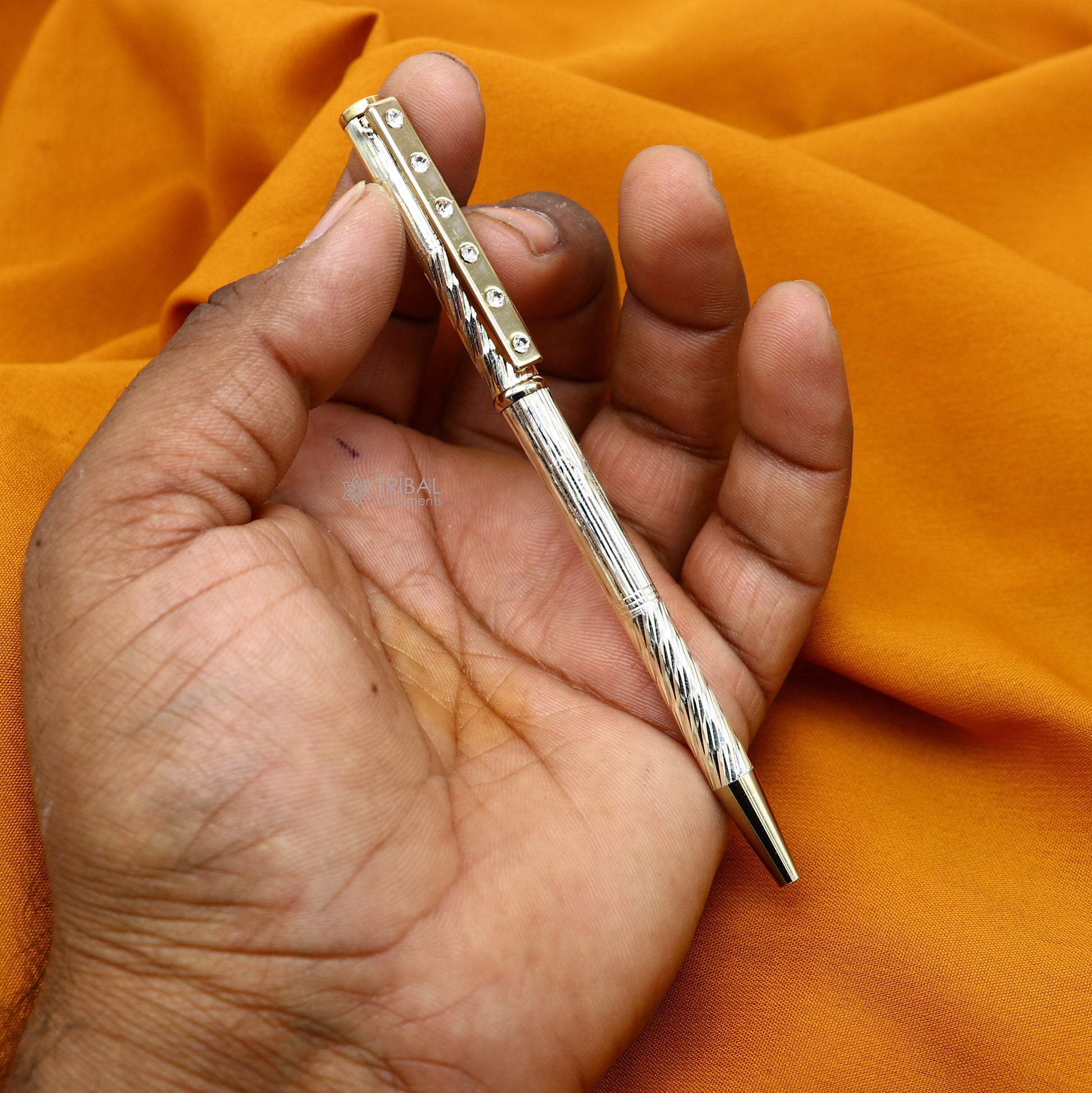 925 Sterling silver handmade unique luxury writing ball pen, best silver gifting article from india art756 - TRIBAL ORNAMENTS