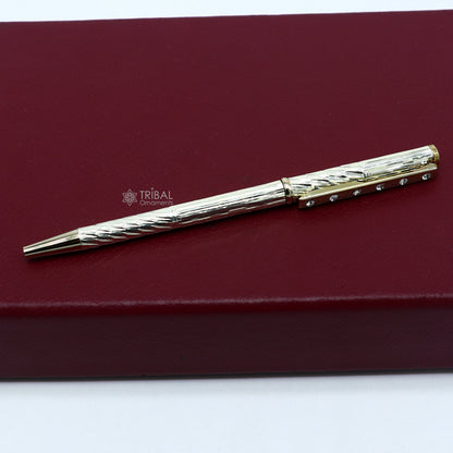 925 Sterling silver handmade unique luxury writing ball pen, best silver gifting article from india art756 - TRIBAL ORNAMENTS