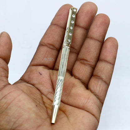 925 Sterling silver handmade unique luxury writing ball pen, best silver gifting article from india art756 - TRIBAL ORNAMENTS