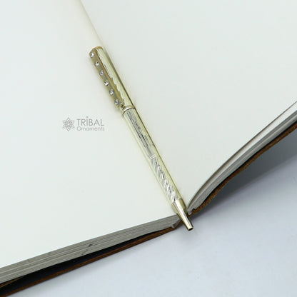 925 Sterling silver handmade unique luxury writing ball pen, best silver gifting article from india art756 - TRIBAL ORNAMENTS