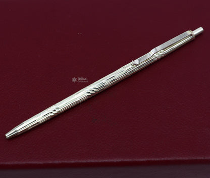 925 Sterling silver handmade luxury ball pen by TRIBAL ORNAMENTS, with intricate tribal designs, perfect for gifting