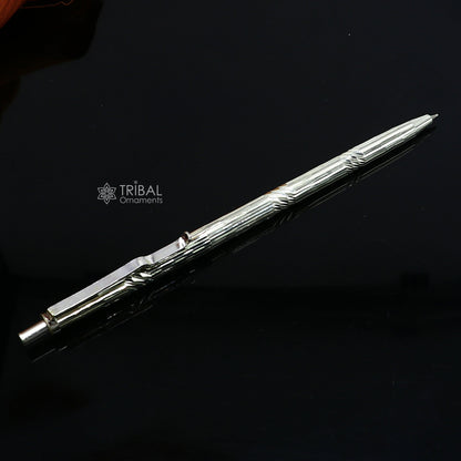925 Sterling silver handmade luxury writing ball pen by Tribal Ornaments, featuring intricate design and elegant craftsmanship.