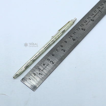 925 Sterling silver handmade luxury writing ball pen by Tribal Ornaments, featuring intricate tribal ornament design.