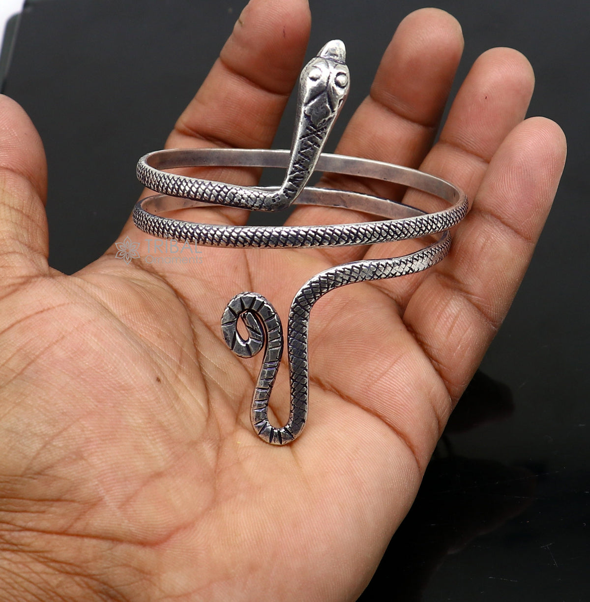 Bracelet Indien Serpent Argenté 'Le Bain D'Argent' - Pièce Unique, Neuf Sans Emballage