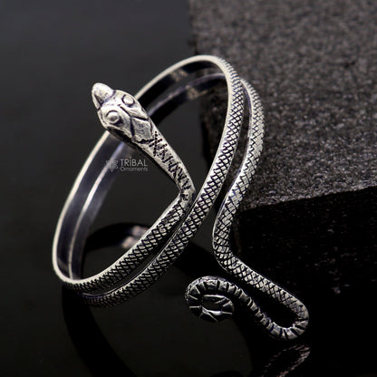 Sterling silver handmade snake design armlet, cuff bracelet or ankle bracelet by TRIBAL ORNAMENTS, featuring unique jewelry craftsmanship.