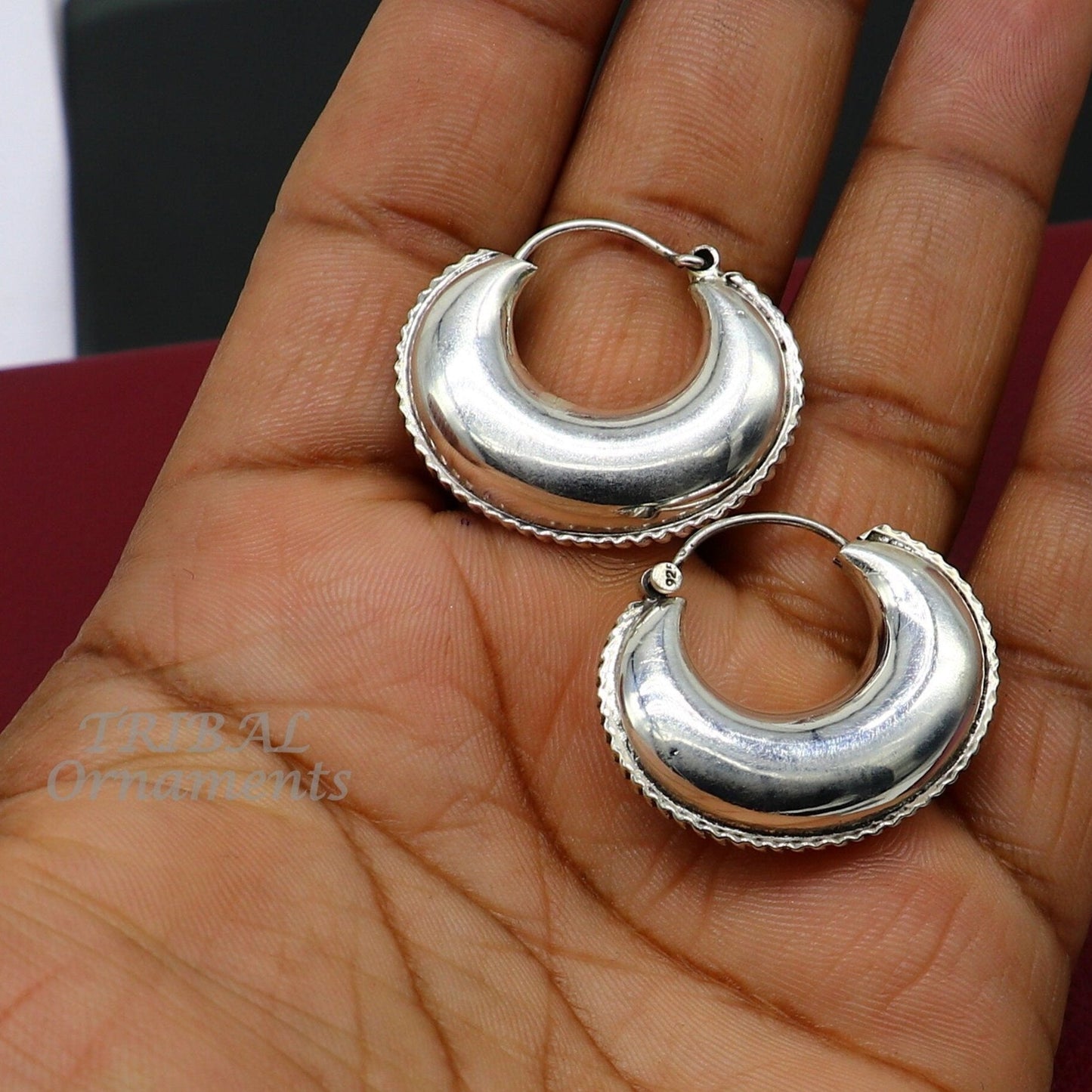 925 sterling silver handmade unique traditional cultural ethnic hoops earring bali for men's or girl's best dancing jewelry s1121 - TRIBAL ORNAMENTS