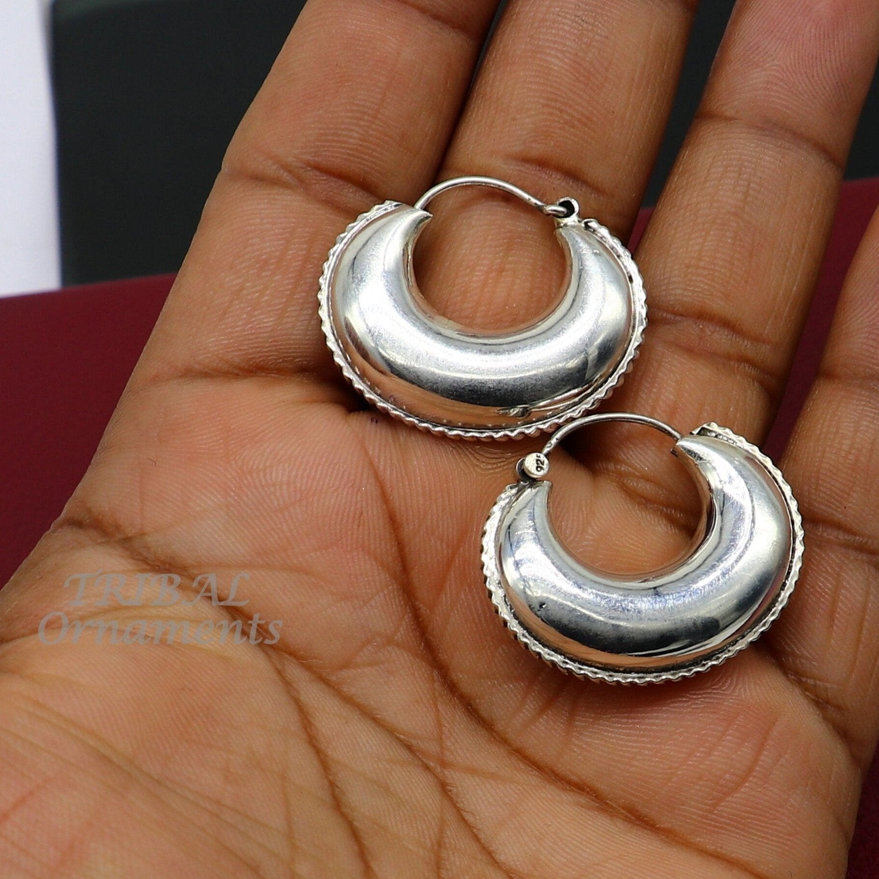 925 sterling silver handmade unique traditional cultural ethnic hoops earring bali for men's or girl's best dancing jewelry s1121 - TRIBAL ORNAMENTS