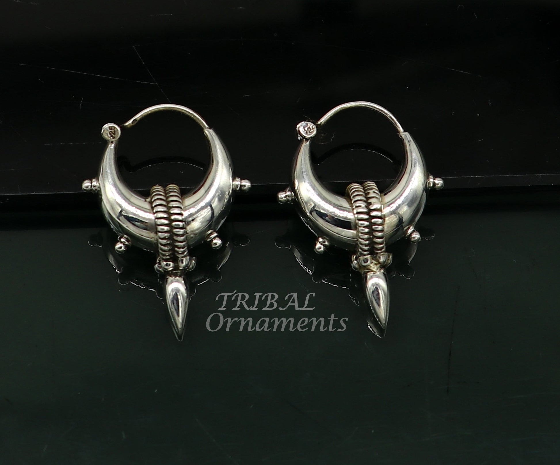 925 sterling silver handmade unique traditional cultural ethnic hoops earring bali for men's or girl's best dancing jewelry s1123 - TRIBAL ORNAMENTS