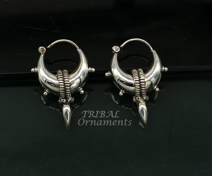 925 sterling silver handmade unique traditional cultural ethnic hoops earring bali for men's or girl's best dancing jewelry s1123 - TRIBAL ORNAMENTS