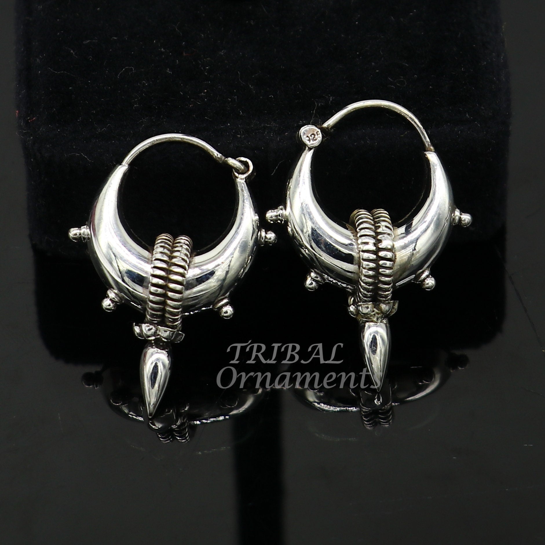 925 sterling silver handmade unique traditional cultural ethnic hoops earring bali for men's or girl's best dancing jewelry s1123 - TRIBAL ORNAMENTS