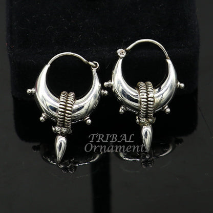 925 sterling silver handmade unique traditional cultural ethnic hoops earring bali for men's or girl's best dancing jewelry s1123 - TRIBAL ORNAMENTS