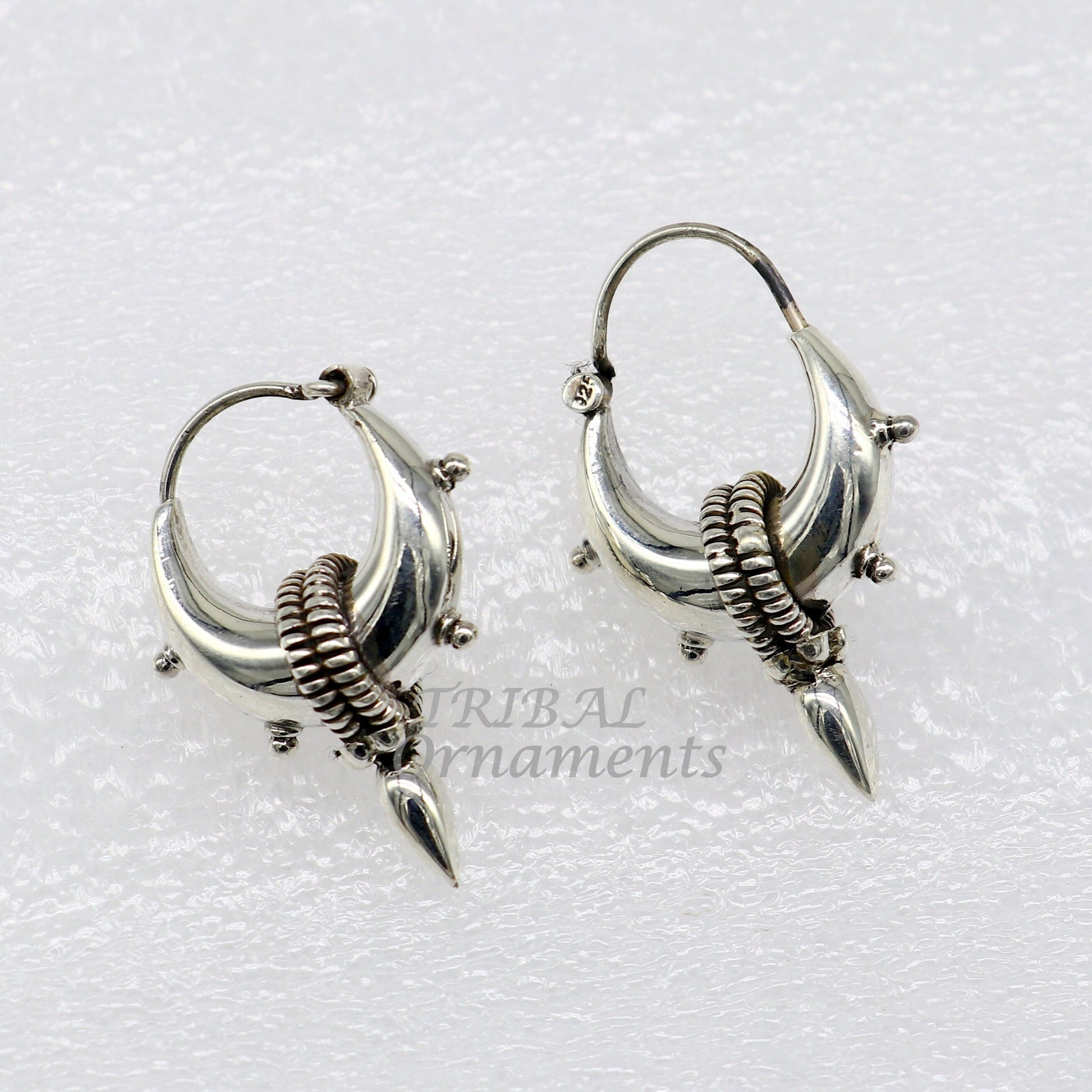 925 sterling silver handmade unique traditional cultural ethnic hoops earring bali for men's or girl's best dancing jewelry s1123 - TRIBAL ORNAMENTS
